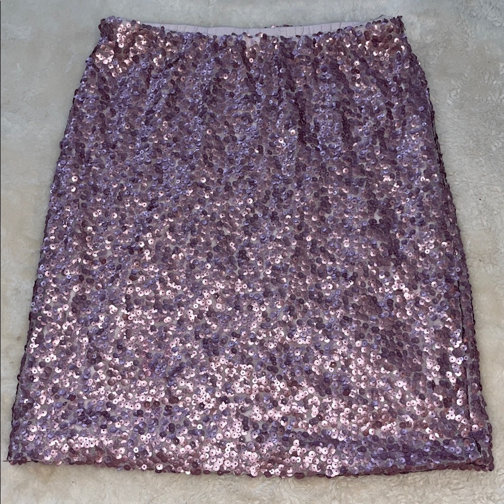 Y2K New York & Company Stretch Purple Sequin Skirt Small